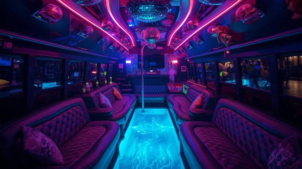 inside pool party bus
